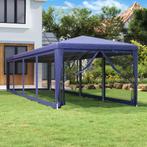 vidaXL Partytent met 10 mesh zijwanden 3x12 m HDPE blauw, Verzenden, Nieuw