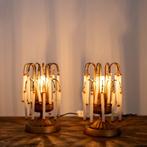 Nachtlampje (2) - fontein - Legering, Glas - opalijn glazen