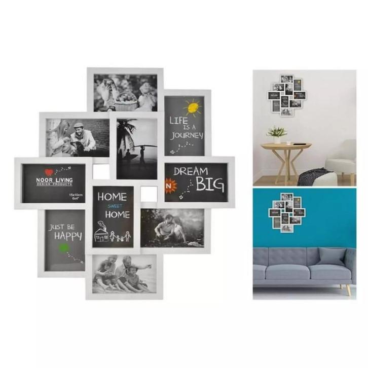 Ruhhy  Fotolijst 10 Fotos in Wit - Ideaal voor Thuisdeco..., Huis en Inrichting, Woonaccessoires | Kapstokken, Nieuw, Ophalen of Verzenden