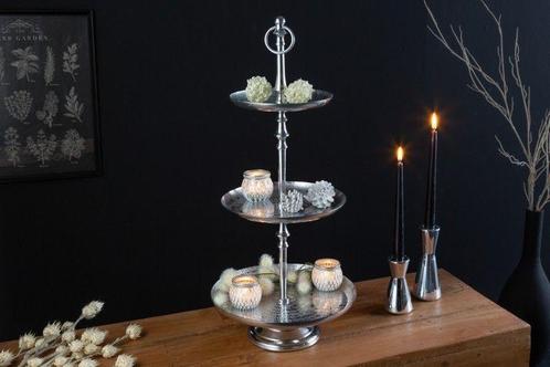 Elegante taartschaal ORIENT 65cm zilver in wild hamerdesign, Huis en Inrichting, Woonaccessoires | Vazen, Ophalen of Verzenden