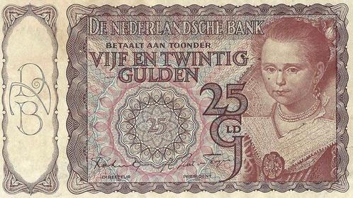 Bankbiljet 25 gulden 1943 I Prinsesje Zeer Fraai, Postzegels en Munten, Bankbiljetten | Nederland, Verzenden