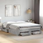 vidaXL Bedframe met lades bewerkt hout betongrijs 140x200 cm, Huis en Inrichting, Verzenden, 140 cm, 200 cm, Grijs