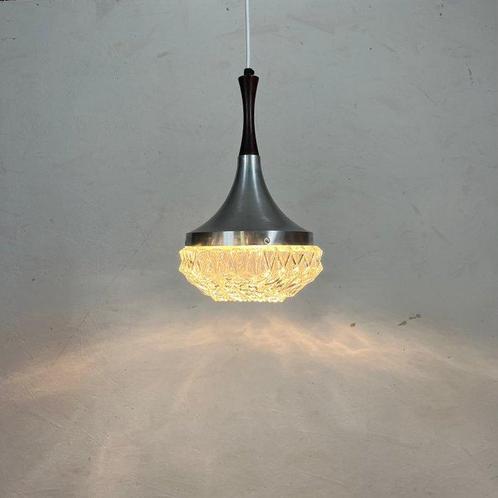 Plafondlamp - Glas, Hout, Metaal, Antiek en Kunst, Kunst | Designobjecten