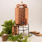Puur koperen watertank ± 5 liter met standaard en 1 beker, Nieuw