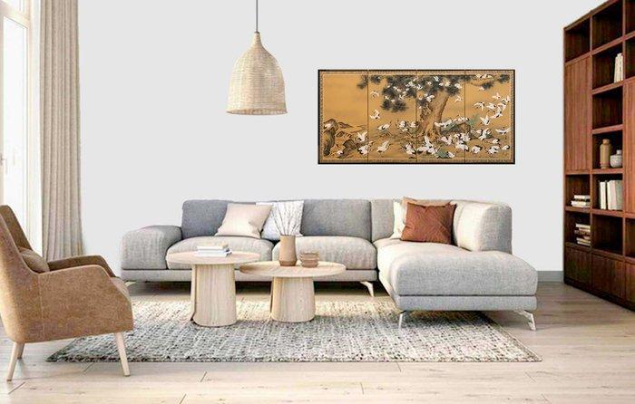 Bybu kamerscherm - Papier, Hout, Een vierluik van een bybu, Antiek en Kunst, Antiek | Overige Antiek