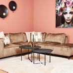 Salontafel set zwart rond Mangohout Staal Arlington | 70 cm, Huis en Inrichting, Verzenden, Nieuw