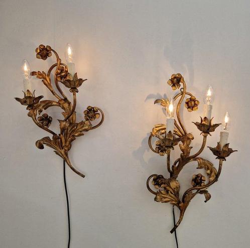 Attr. Hans Kögl - Hollywood Regency Bloemen Wandlampen -, Antiek en Kunst, Curiosa en Brocante