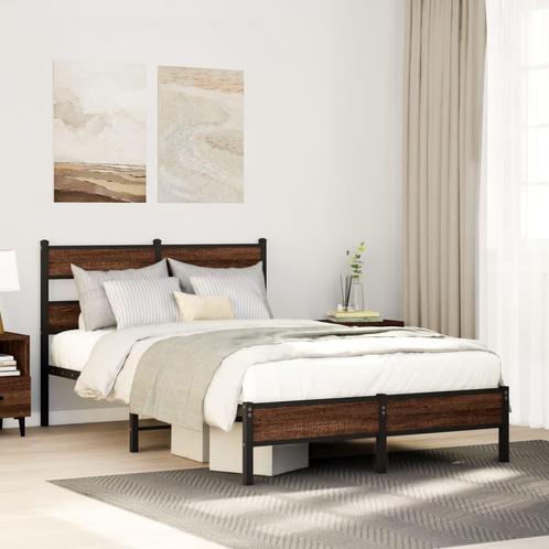 vidaXL Bedframe zonder matras bewerkt hout bruin eikenkleur, Huis en Inrichting, Slaapkamer | Bedden, 120 cm, 190 cm of minder