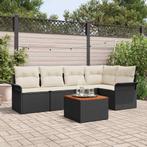 vidaXL Tuin Sofa Set met kussen 6 pcs Zwart, Crème 55 x 55 x, Verzenden, Nieuw, Rotan