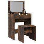 vidaXL Kaptafel met krukje 60x40x113,5 cm gerookt, Verzenden, Nieuw