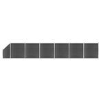 vidaXL Schuttingpanelenset 1138x(105-186) cm HKC zwart, Verzenden, Nieuw, Kunststof, 1 tot 2 meter