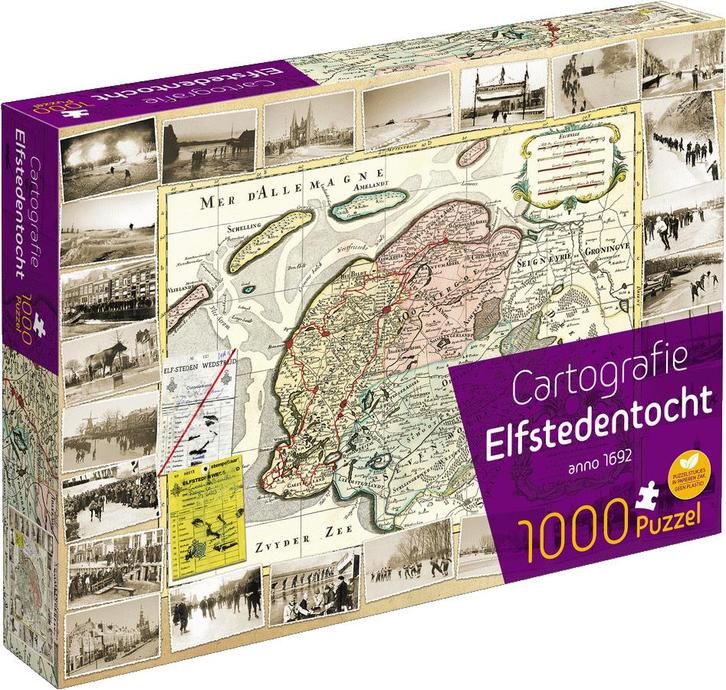 Cartografie Elfstedentocht Puzzel (1000 stukjes) | Tuckers, Hobby en Vrije tijd, Denksport en Puzzels, Nieuw, Verzenden