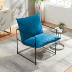 Fauteuil Utsjoki 90x61x70 cm zwart en blauw [en.casa], Huis en Inrichting, Fauteuils, Verzenden, Nieuw