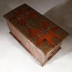 Koloniaal documenten kistje djatihout messing beslagen ca 18, Ophalen of Verzenden