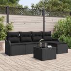 vidaXL Tuin Sofa Set 6 pcs Zwart poly rattan, Verzenden, Nieuw, Rotan