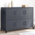 vidaXL Dressoir 100,5x39x72 cm staal antracietkleurig, 100 tot 150 cm, Verzenden, Nieuw, Metaal