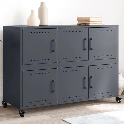 vidaXL Dressoir 100,5x39x72 cm staal antracietkleurig, Huis en Inrichting, Kasten | Dressoirs, 25 tot 50 cm, Nieuw, 100 tot 150 cm