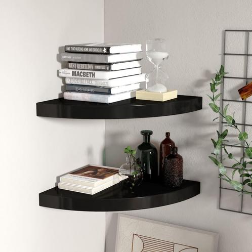 vidaXL Hoekschappen zwevend 2 st 35x35x3,8 cm MDF zwart, Huis en Inrichting, Woonaccessoires | Wandplanken en Boekenplanken, Nieuw