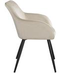 Eetkamerstoel Marilyn fluweellook, zwarte stoelpoten - crème, Huis en Inrichting, Stoelen, Verzenden, Nieuw