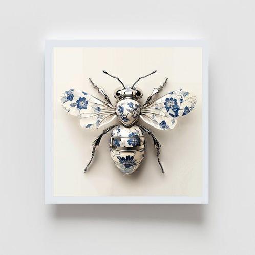 Henevor - Unique Set: Wings of Porcelain – Butterfly & Bee, Antiek en Kunst, Kunst | Schilderijen | Modern