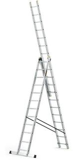 2dekans | DRABEST 3-delige aluminium ladder 3x12 treden PRO, Doe-het-zelf en Verbouw, Ladders en Trappen, Ophalen of Verzenden