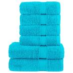vidaXL 6-delige Handdoekenset SOLUND 600 g/m² turquoise, Verzenden, Nieuw, Blauw