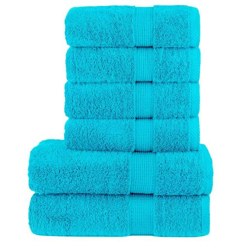 vidaXL 6-delige Handdoekenset SOLUND 600 g/m² turquoise, Huis en Inrichting, Badkamer | Badtextiel en Accessoires, Blauw, Nieuw