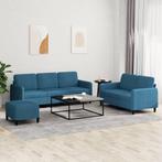 vidaXL 3-delige Loungeset fluweel blauw, Huis en Inrichting, Verzenden, Nieuw, Vierpersoons of meer, Stof