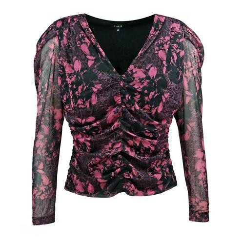 Nikkie • top Augusta bloemenprint • 40, Kleding | Dames, Tops, Zwart, Nieuw, Maat 38/40 (M), Verzenden