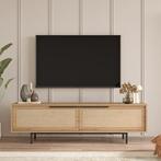TV meubel Kvænangen 160x35,5x45 cm eikenkleurig zwart en rot, Huis en Inrichting, Kasten | Televisiemeubels, Verzenden, Nieuw