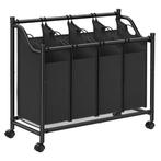 Wasmand met 4 afneembare waszakken op wielen met remmen, Verzenden, Nieuw