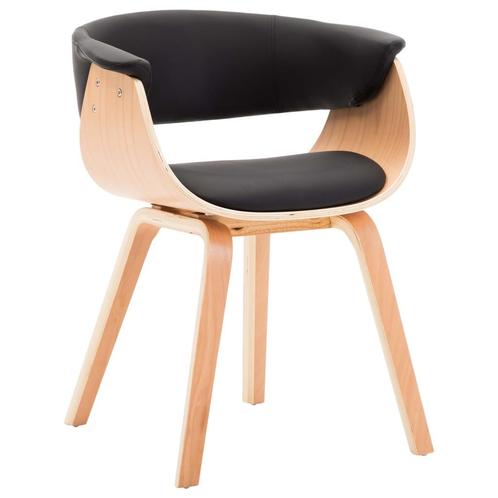 vidaXL Eetkamerstoel gebogen hout en kunstleer zwart, Huis en Inrichting, Stoelen, Zwart, Nieuw, Verzenden