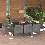 vidaXL 9-delige Tuinset met kussens poly rattan grijs, Tuin en Terras, Tuinsets en Loungesets, Nieuw, 8 zitplaatsen, Tuinset, Verzenden