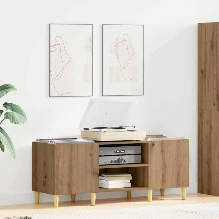 vidaXL Platenkast Artisan Eiken 121 x 38 x 48 cm Bewerkt, Huis en Inrichting, Kasten | Overige, Nieuw, Verzenden