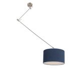 Hanglamp staal met kap 35 cm blauw verstelbaar - Blitz, Nieuw, Overige materialen, Modern, 75 cm of meer