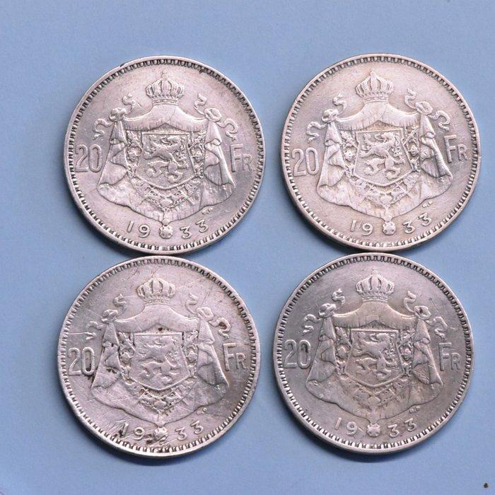 België. Albert I. 20 Frank 1933 Moeilijk jaar en 4, Postzegels en Munten, Munten | Nederland