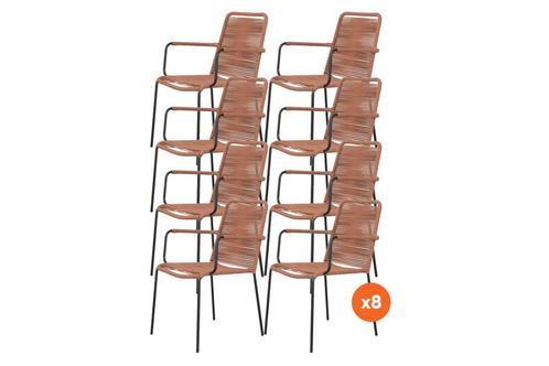 VDG Set van 8 - Denver Rope stapelbare stoel - Terracotta, Tuin en Terras, Tuinsets en Loungesets, Nieuw, Overige materialen, Verzenden