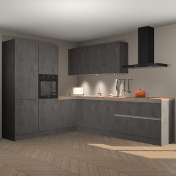 Beton antraciet greeploze keuken Parla 90731, Huis en Inrichting, Keuken | Complete keukens, Verzenden