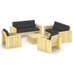 vidaXL 5-delige Loungeset met kussens geïmpregneerd, Verzenden, Nieuw, Loungeset