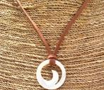 Schelp_ketting - van echte schelp - en leren ketting - hand, Verzenden, Nieuw