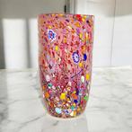 Filippo Maso - Vaas - Groot rood glas met zilveren blad en, Antiek en Kunst, Antiek | Glas en Kristal