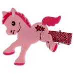 Haarclipje met glitters pony roze - 6 cm NIEUW, Nieuw, Ophalen of Verzenden, Roze