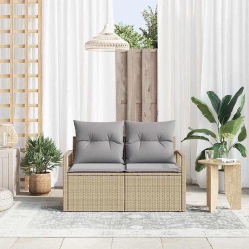 vidaXL Tuinbank met kussen Beige 120 x 62 x 69cm poly rattan, Tuin en Terras, Tuinsets en Loungesets, Nieuw, Rotan, Verzenden