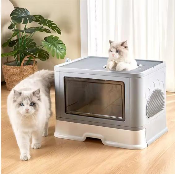 Opvouwbare Kattenbak – Dubbele Ingang met Schep en Massage, Dieren en Toebehoren, Katten-accessoires, Nieuw, Verzenden