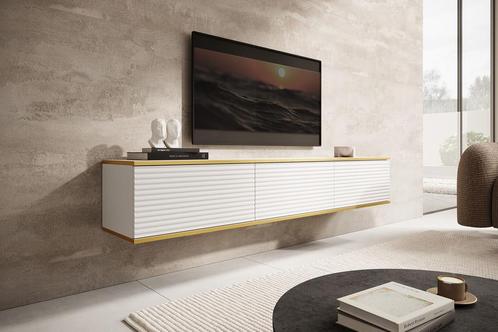 Zwevend TV-Meubel Wit 175x32x30 goud, Huis en Inrichting, Kasten | Televisiemeubels, 150 tot 200 cm, 25 tot 50 cm, Nieuw, Overige materialen