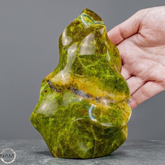 Stralende groene opaal & agaatvlam uit Madagaskar – Een, Verzamelen, Mineralen en Fossielen