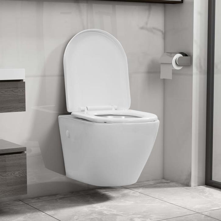 vidaXL Hangend toilet randloos keramiek wit, Doe-het-zelf en Verbouw, Sanitair, Nieuw, Verzenden