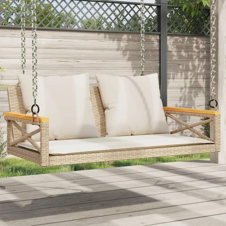 vidaXL Schommelbank met kussens 109x62x40 cm poly rattan, Tuin en Terras, Tuinbanken, Nieuw, Rotan, Verzenden