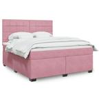 vidaXL Boxspring met matras fluweel roze 180x200 cm, Huis en Inrichting, Eenpersoons, Verzenden, Nieuw, 80 cm