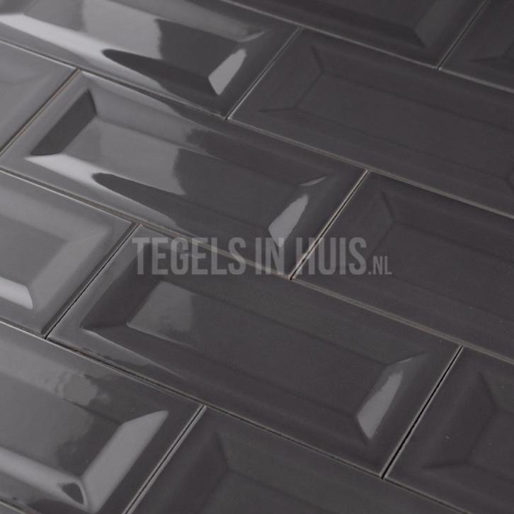 Wandtegel evolution in metro glans donker grijs 7,5x15 cm, Doe-het-zelf en Verbouw, Tegels, Wandtegels, Nieuw, 10 m² of meer, Keramiek